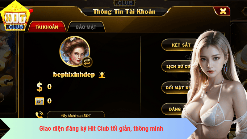 Giao diện đăng ký Hit Club tối giản, thông minh